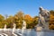 Statues of playwrights in amphitheatre of Royal Baths Park