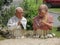 Statues of pope Francis I and Dalai Lama