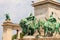 Statues of the Seven Chieftains of the Magyars on Heroes Square in Budapest, Hungary