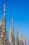 Statues on the spikes of the rooftop of the cathedral of Milan, Lombardy, Italy