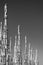 Statues on the spikes of the rooftop of the cathedral of Milan, Lombardy, Italy