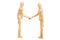 Statuette figure wooden man human makes shows experiences emotional action on a white background.