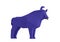 Statuette of a simplified polygonal Blue Stylized Bull, folded paper animal figurine, a symbol of the new year 2021
