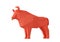 Statuette of a simplified polygonal Red Paper Bull, folded paper animal figurine