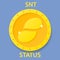 Status Coin cryptocurrency blockchain icon. Virtual electronic, internet money or cryptocoin symbol, logo