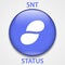 Status Coin cryptocurrency blockchain icon. Virtual electronic, internet money or cryptocoin symbol, logo