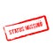 Status missing red rubber stamp isolated on white.