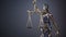 Statute of Justice. Bronze statue Lady Justice holding scales an