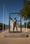 Statute of Man in Square at Villa Olimpica