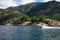 Stavanger Norway Fjord Coastline seen from offshore boat on cloudy summer day