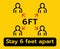 Stay 6 Feet Apart Keep Your Distance Warning Sign, COVID-19 Signage, Coronavirus epidemic protective.-Vector illustration