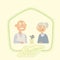 Stay home  concept illustration - grandfather and grandmother sitting at home