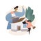 Stay-at-home dads abstract concept vector illustration.