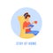 Stay at home flat detailed icon