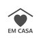 Stay Home icon in portuguese language Em Casa. Staying at home during pandemic print. Home Quarantine illustration