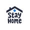 Stay Home Icon. Simple Sign with House shape and handwritten stay home inscription Isolated on a White Background. covd