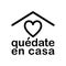 Stay Home icon in spanish language Quedate En Casa. Staying at home during pandemic print. Home Quarantine illustration