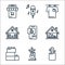 stay at home line icons. linear set. quality vector line set such as cactus, plant, block, working at home, food delivery, music,