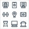 Stay at home line icons. linear set. quality vector line set such as cooking, television, tablet, pin, dumbbell, ebook, smartphone
