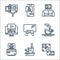 stay at home line icons. linear set. quality vector line set such as domino, plant, online banking, tea, video game, video, relax