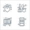 Stay at home line icons. linear set. quality vector line set such as incoming call, television, cleaning