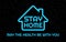 Stay Home, May the health be with you -  humor vector illustration - Neon blue Stay Home letters in the night sky background