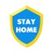Stay home poster concept with shield icon