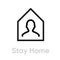 Stay Home Protection measures icon. Editable line vector.