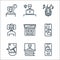 Stay at home for quarantine line icons. linear set. quality vector line set such as online shop, cleaning, chat, cosmetics, face