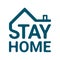 Stay at home sign with house roof. Home quarantine for COVID-19 campaign logo.