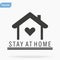 Stay at home slogan with a roof heart and family inside. Protective campaign or measure against coronavirus, COVID 19. Stay at
