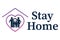 Stay at home slogan with a roof heart and family inside. Protective campaign or measure against coronavirus, COVID 19. Stay at hom