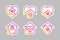 Stay home social media icons on transparent background. Stay safe and self-isolation stickers for website or app.