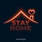 Stay home stay safe neon style concept background
