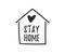 Stay at home, stay safe. Vector logos, illustrations and icons. Hand drawn motivation symbols