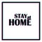 Stay At Home typographic poster with glitch effect. Vector print on white background. Text glitch effect rgb split