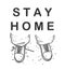 Stay at home vector illustration concept, hand drawn illustration of close up feet wearing sneakers shoes