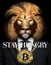STAY HUNGRY Lion with Bitcoin around his neck, Motivation Business