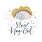 Stay Magical cute calligraphy lettering text and illustration cloud with rainbow for social media content or kids