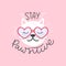 Stay pawsitive cute hand-drawing lettering with kitten