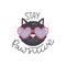 Stay pawsitive hand drawing cute lettering