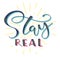 Stay real always - multicolored text isolated on white background, vector illustration with calligraphy and ray.