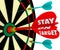 Stay on Target Words Dart Board Focus Goal Mission Achieved