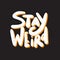 Stay weird. Funny hand lettering quote. White inscription with orange shadow on black background