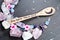 Stay Wild Moon Child wooden spoon with crystals and flowers in crescent moon shape
