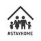 Stayhome Hashtag Sign with Family under Roof. Coronavirus Protection Icon. Vector