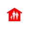 Stayhome - stay home hashtag with red house and family. Let s stay home campaign icon for Prevention of Coronavirus or