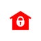 Stayhome - stay home hashtag with red house and lock. Let s stay home campaign icon for Prevention of Coronavirus or