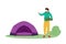 Staying in tent flat vector illustration