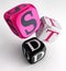 STD (Sexually transmitted diseases) sign on pink, white and black box cubes